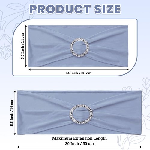 MDS Spandex Chair Sashes - Universal Elastic Stretch Bands with Buckle Slider Bow - Pack of 250, Baby Blue