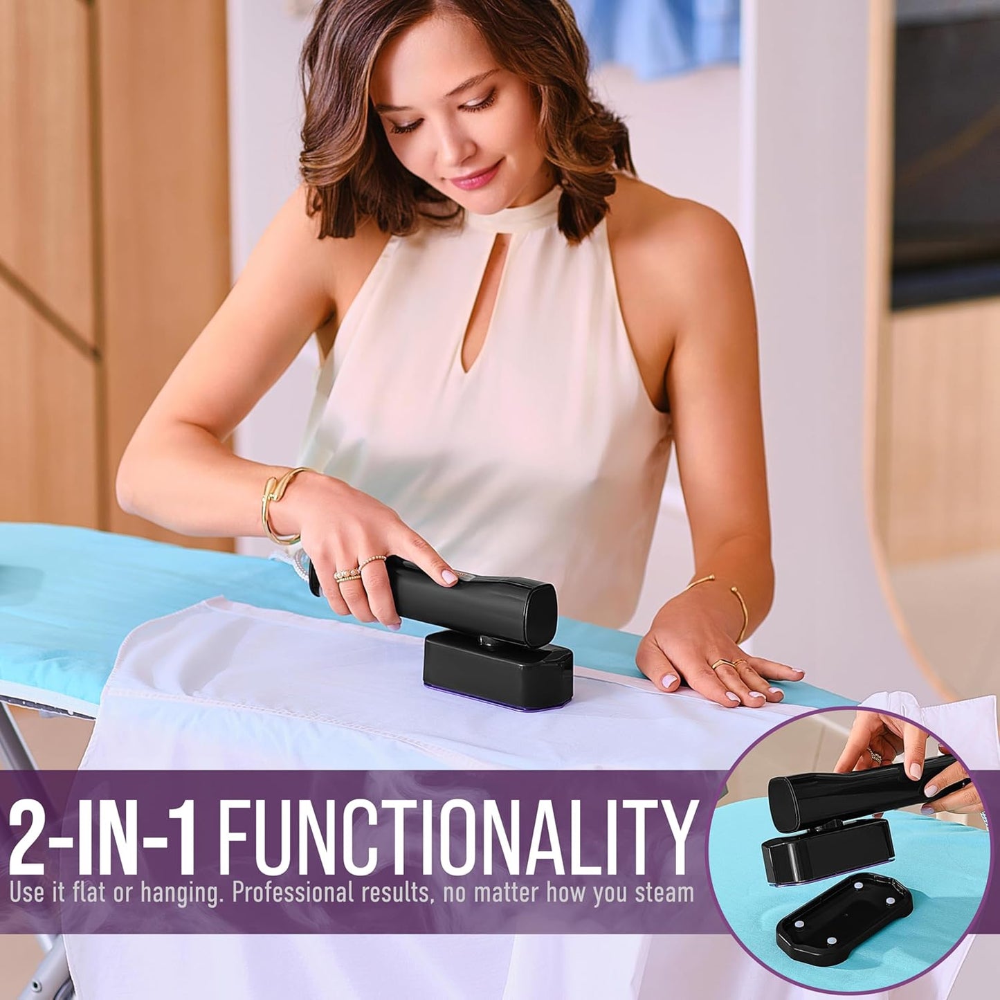 Skiennix Travel Garment Steamer - 1200W Handheld Clothes Steamer with 4 Modes & 20s Fast Heating | Portable Black Fabric Steamer for Home & Travel