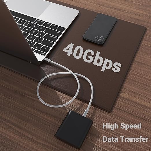 SUMPK 2FT USB 4 Cable, 240W Short C Cable Fast Charging, 40Gbps High Speed Data Transfer, 8K 60Hz Single and Dual 4K 60Hz Video Output Compatible with for iPhone 16/16 Pro/16 Plus/16 Pro Max
