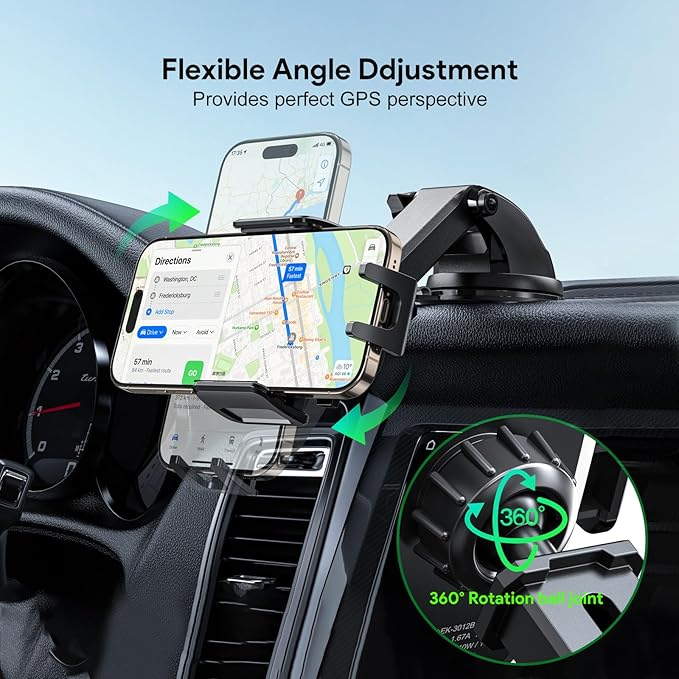 Esoulk Wireless Car Charger Phone Mount, 15W Fast Charging Car Mount Charger with Auto Clamping, Car Charger Phone Holder for iPhone, Wireless Charger Car Mount for Dashboard & Windshield