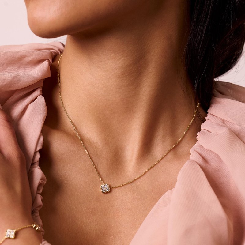 Electric Picks Camilla Clover Necklace for Women, 14k Gold Plated 4-Leaf Pendant Necklace, Designer-Inspired Lucky Charm Jewelry, Tarnish-Resistant Layering Necklace