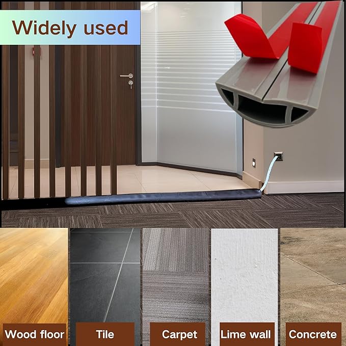 BEIEBIJOB Self Adhesive Floor Cord Cover, Cord Hider Floor, 3.3ft, GrayWood