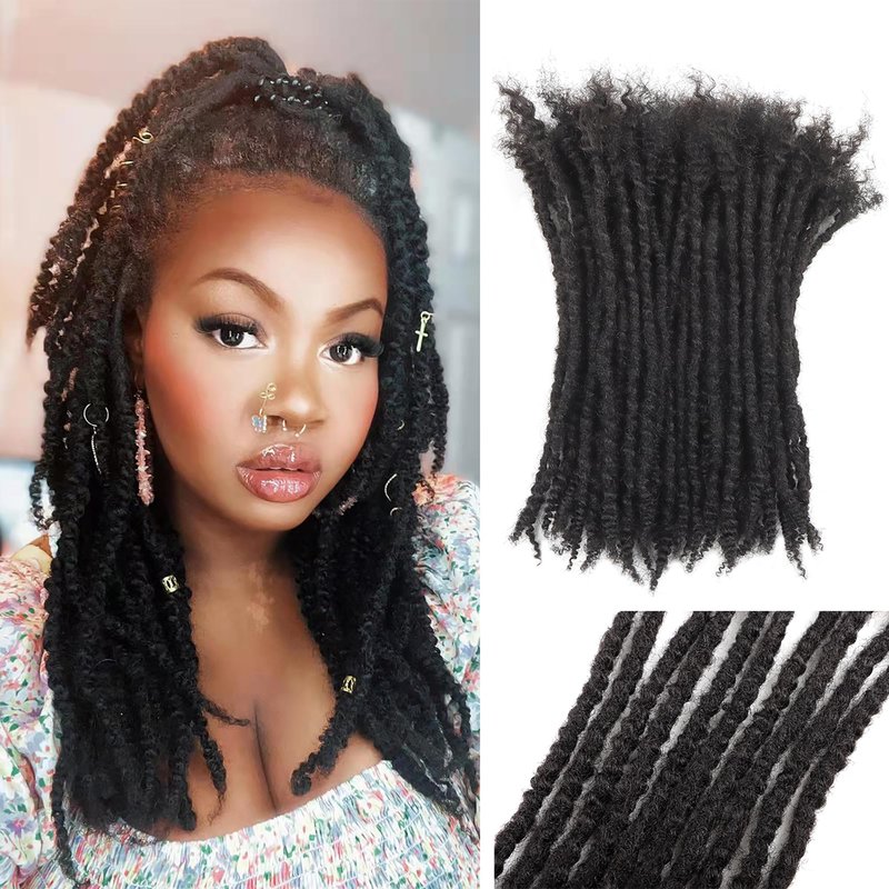 Orientdreads Textured Loc Extensions Human Hair with Curly Ends, Full Handmade Human Hair Dreadlock Extensions for Women/Men, Can Be Curled and Bleached (#Nature Black, 8 Inch 0.4cm 20 Strands)