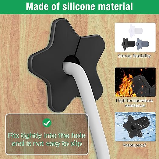 EASYEAH 6pc Starlink Cable Grommet 5/8" Silicone Waterproof Wall Hole Pass Through Split Cable Bushings for TV Wire Ethernet Cord, Starlink Cable Routing Kit Accessories, 27.6mm/1.09" Ht, Black
