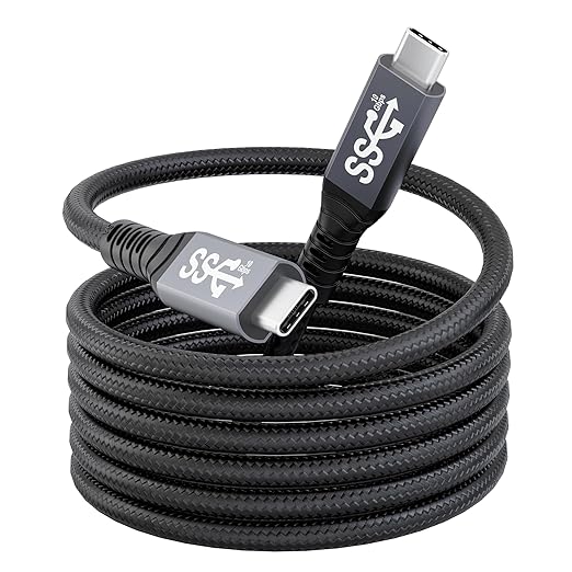 HOTUTUKI 10FT USB-C 3.1 Gen 2 Cable 10Gbps Data Transfer, 60Hz Video Output, 4K Display,100W(5A),USB C Video Monitor Cable 100W PD Fast Charging Compatible with Thunderbolt3 MacBook iPhone 15 iPad