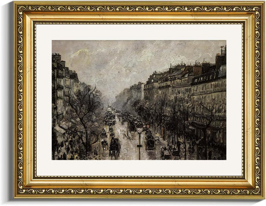 VIYYIEA Gold Framed Canvas Wall Art - Vintage Parisian Cityscape Decor | 11x14in for Living Room & Office