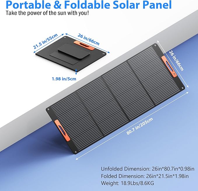 240W Portable Solar Panels for Power Station, Monocrystalline ETFE Foldable Solar Panel Charger with QC3.0 USB/Type-C, 20V DC Output Adjustable Kickstand for Outdoor Camping, RV