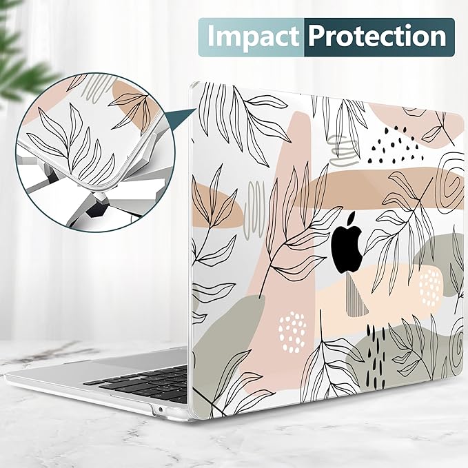 TWOLSKOO for MacBook Air 13 inch Case M5 2026 M4 2025 M3 M2 2024-2022 A3449 A3240 A3113 A2681, Plastic Hard Shell & Keyboard Cover & Screen Film for MacBook Air 13.6 inch Case, Tropical Leaves