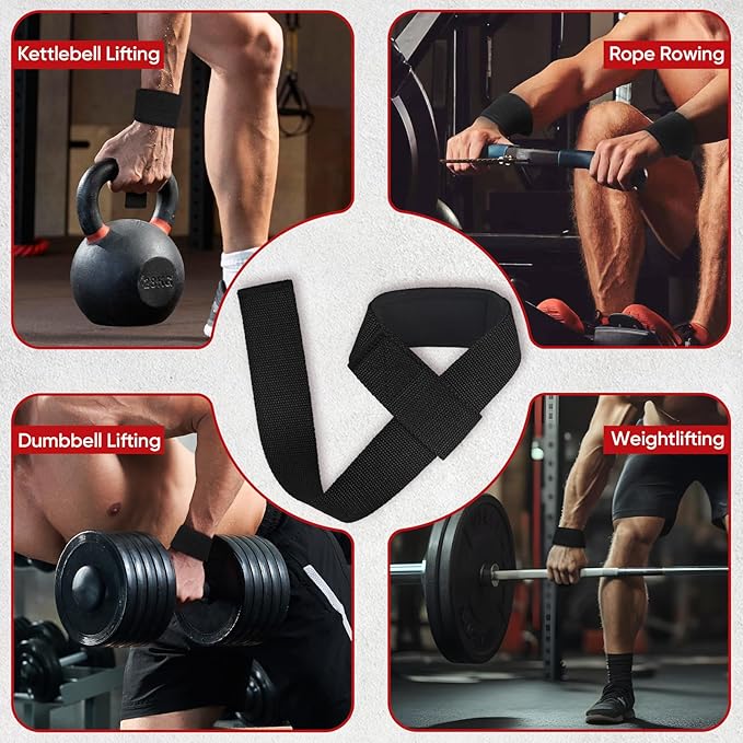 FitBeast Aluminum Alloy Exercise Handles & Lifting Straps Set - Gym Handles for Cables Machine with Thick D Buckle, Stable Grip, Ideal for Home Gyms, Fitness Centers, Strength Training for Men (Black)