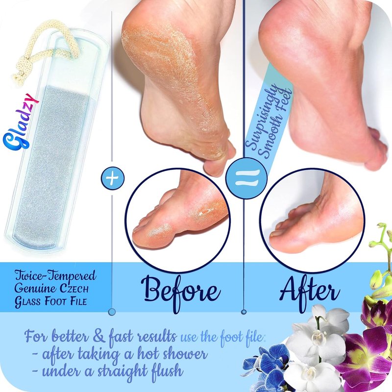 Czech Glass Nail File Set - Professional Multifunctional Nail Shiner & Callus Remover | Etched Surface, Durable Design