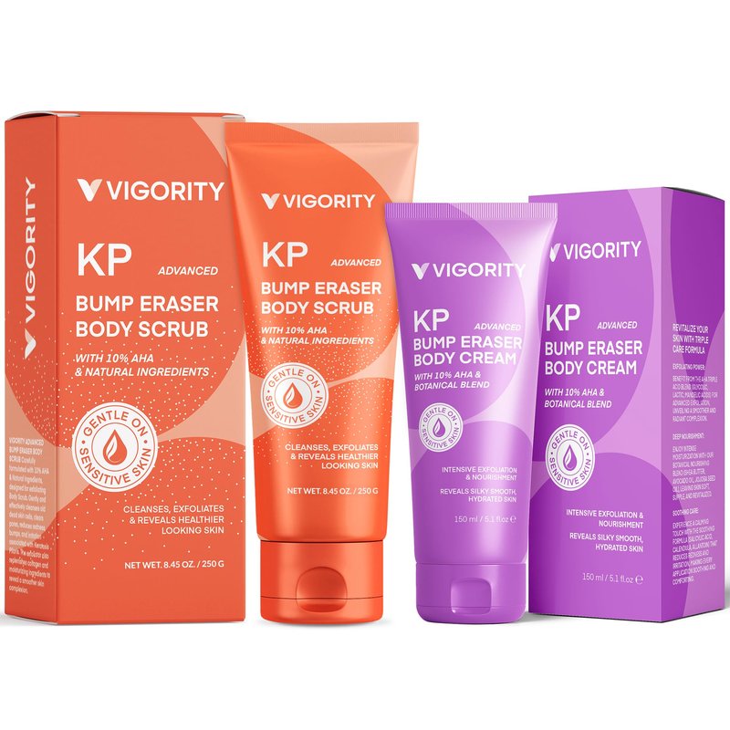 KP Bump Eraser Body Scrub & Keratosis Pilaris Lotion Bundle Set â Strawberry Legs Treatment for Women - Exfoliates & Deeply Hydrates for Smoother Healthy-Looking Skin (6.5 Fl Oz (Pack of 2))