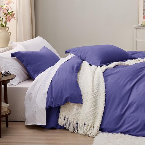 Bedsure Duvet Cover Set | Skipper Blue Queen Size - Extra Soft Prewashed Cotton-Like Polyester, 3 Pieces with Zipper Closure