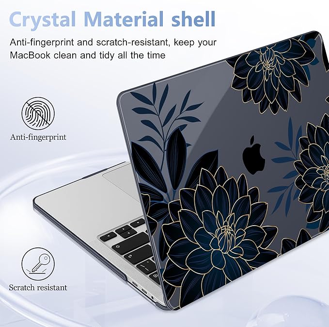 Lepeoac for MacBook Pro 16 inch Case 2019 2020 Release Model A2141, Plastic Hard Shell Cover with Keyboard Cover & Screen Protector for MacBook Pro 16 inch with Touch Bar & Touch ID, Flower Dahlia