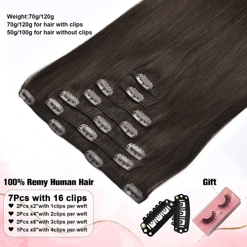 Invisible Clip in Hair Extension Human Hair Black Women 70g 7pcs 16clips Natural Hair Clip ins For Black Women 18inch Clip in Extensions Real Human Hair