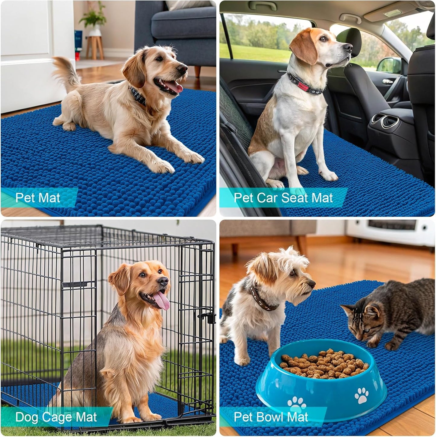 OLANLY Dog Door Mat - Absorbent Non-Slip Mud Mat for Indoor Use | 34x21 Deep Navy Blue