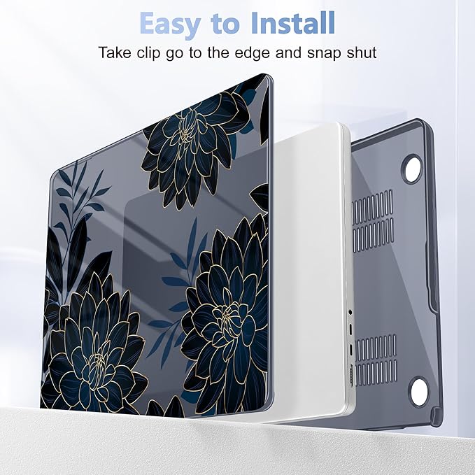 Lepeoac for MacBook Pro 16 inch Case M1 M2 M3 M4 M5 Pro/Max with Liquid Retina XDR, Release 2021-2025 2026 A3429 A3428, Hard Shell Case with Screen Protector & Keyboard Cover, Flower Dahlia