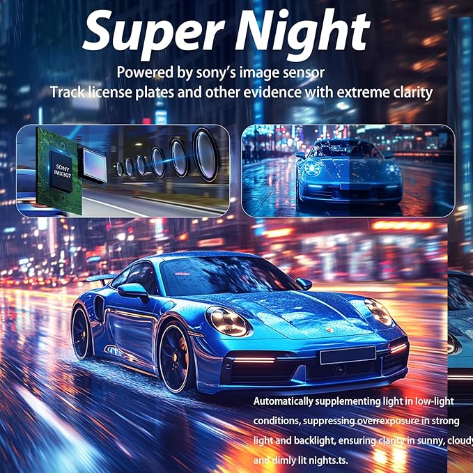 Mirror Dual Dash Camera,4K and 2.5K Dash Cam with Voice Control Rear View Mirror Camera and WiFi,GPS Dashcam for Cars with WDR Night Vision, G-Sensor, 24 Parking Monitor ABS (Include 64GB Card)