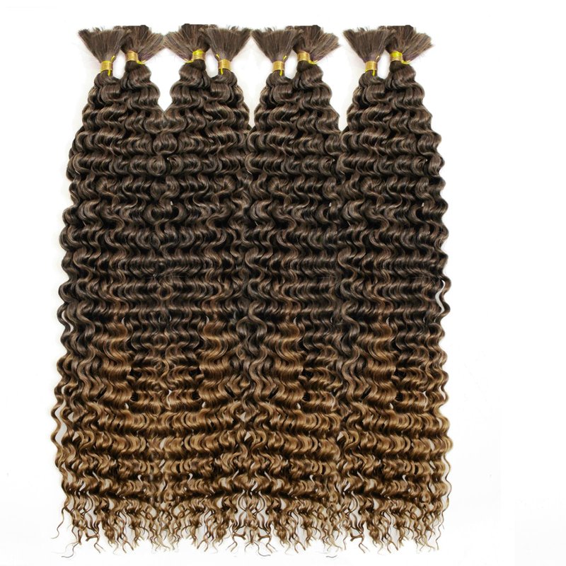 YXCHERISHAIR Boho Hair For Braiding Curly Braiding Hair for Boho Braids Ombre Blonde Deep Wave Bulk Hair Wet and Wavy Bohemian Braiding Hair Extensions No Weft(1B/27, 26inch)