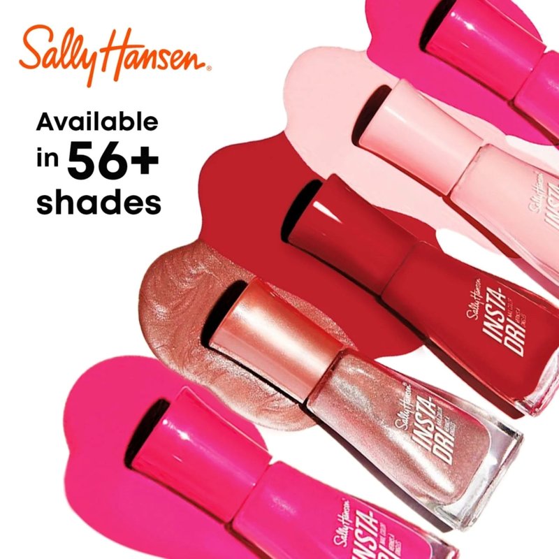 Sally Hansen Insta-Dri, White On Time, Quick Dry, Long Lasting, Semi Opaque, Shiny White Nail Polish