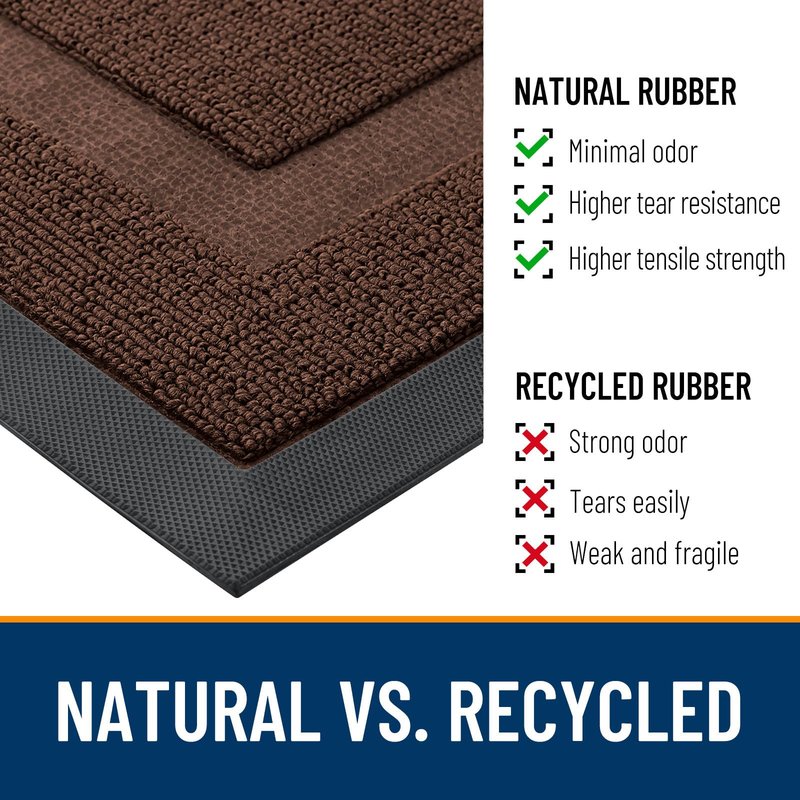 OLANLY Front Door Mat Indoor Outdoor Entrance, Waterproof All-Season, All-Weather Doormat, Sturdy Natural Rubber, Low Profile, Easy Clean Patio Porch Entryway Mat, 71x47, Chocolate Brown