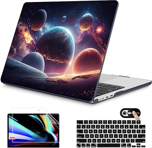 Mektron for 2026 MacBook Air 13-inch M5 Laptop Case A3449 with 13.6-inch Liquid Retina Display Fits 2025 A3240 M4 2024 A3113 M3 2023 A2681 M2 Printed Hard Shell for MacBook Air 13.6", Planets