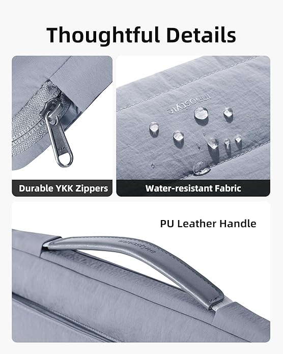 Grey Puffy Laptop Sleeve 16-Inch Fluffy Protective Sleeve for MacBook Pro 16/Air 15, Dell XPS 15, HP, for Travel & College