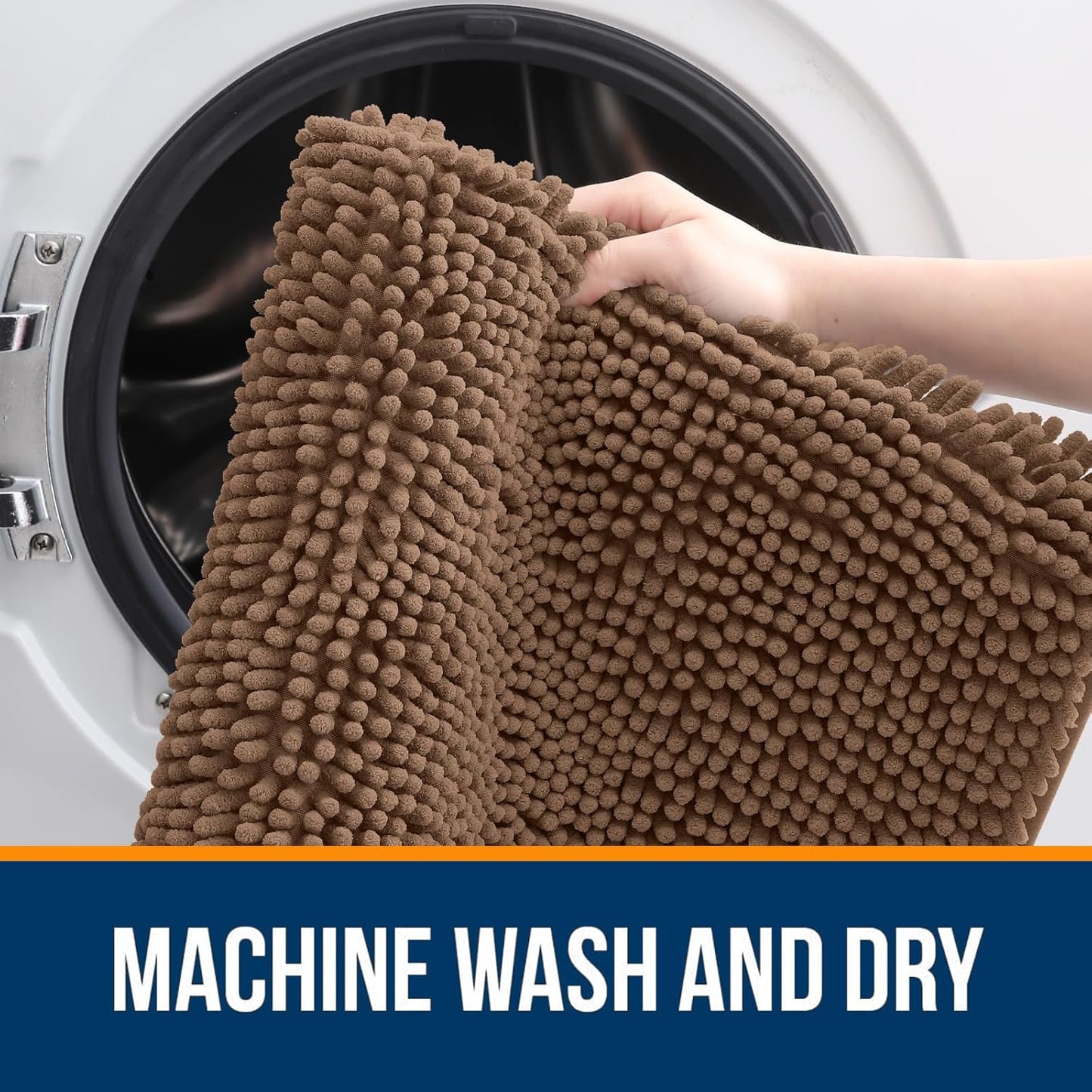 OLANLY Bathroom Runner Rugs - Extra Soft Chenille Bath Mats | Quick Dry, Machine Washable, 59x20 Mocha