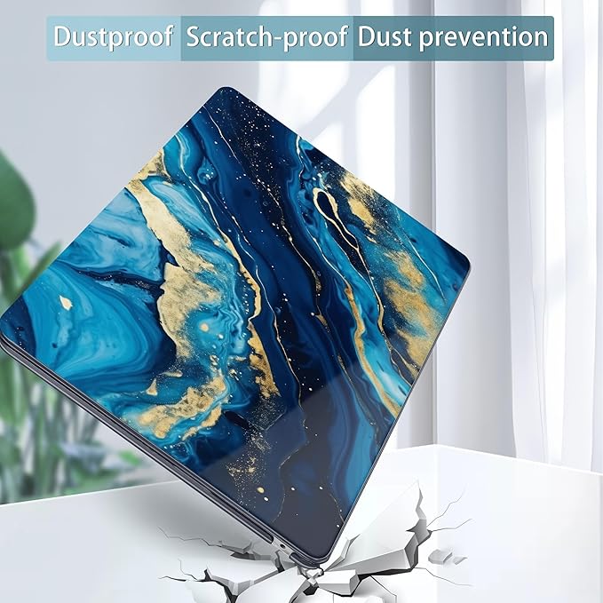 May Chen Case for MacBook Air 13/13.6 inch M5 A3449 M4 A3240 M3 A3113 M2 A2681, 2026 2025 2024-2022, Plastic Hard Shell with Keyboard Cover & Screec Protector, Blue Marble Texture