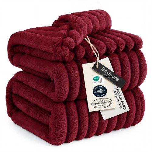 Bedsure GentleSoft Red Fleece Blanket for Couch - Cozy Soft Blankets for Women, Cute Small Throws for Girls, 108x90 Inches