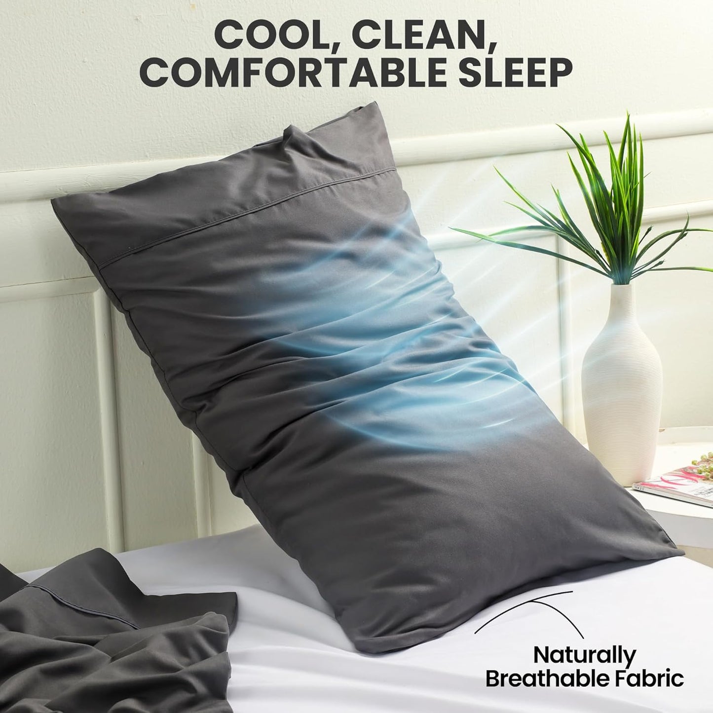 Utopia Bedding Pillow Cases - Soft Brushed Microfiber, 2-Pack | Oeko-TEX Certified, 20x26 Inches (Grey)