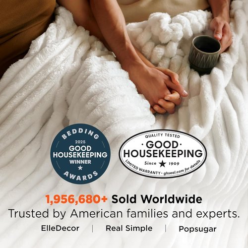 Bedsure GentleSoft Queen Size Blanket - Cozy Off White Fleece Throw for Sofa & Bed, 90x90 Inches