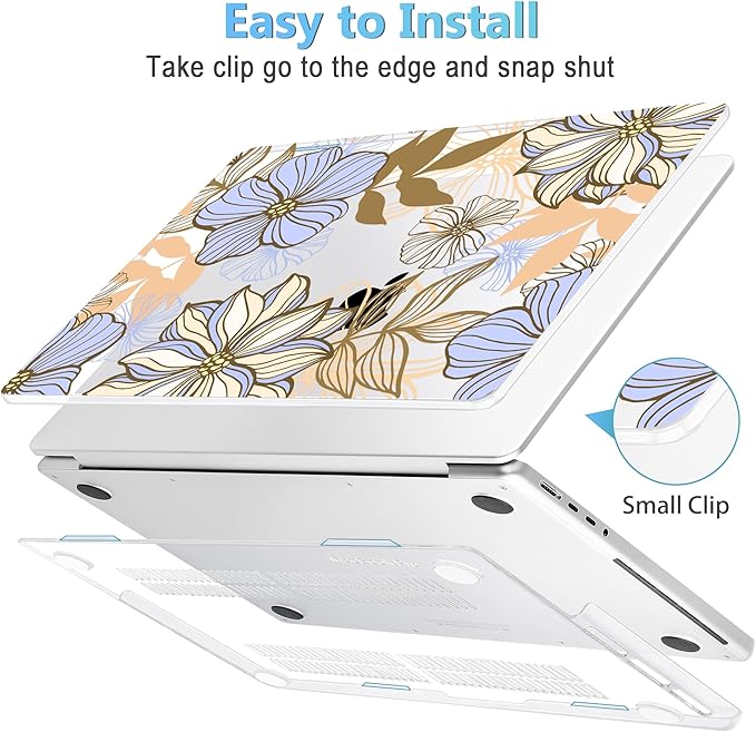 Mektron Case for 2026 M5 MacBook Pro 16 inch A3429 A3428 M4 A3403 A3186 M3 A2991 M2 A2780 M1 A2485 (2021-2025) Pro/Max with Liquid Retina XDR, Hard Shell Plastic Laptop Cover, Abstract Floral