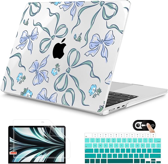 Mektron for 2026 MacBook Air 13-inch M5 Laptop Case A3449 with 13.6-inch Liquid Retina Display Fits 2025 A3240 M4 2024 A3113 M3 2023 A2681 M2 Printed Hard Shell for MacBook Air 13.6", Bows C355