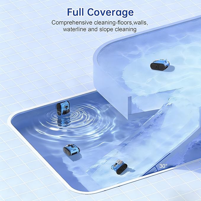 (2026 Upgrade) Pool Vacuum for Inground Pools, Robotic Pool Cleaner, Wall Climbing Pool Cleaner, Cleans Pool Floors, Drain & Walls & Waterline, Cleaning Up to 2100 Sq.ft, 180 Min