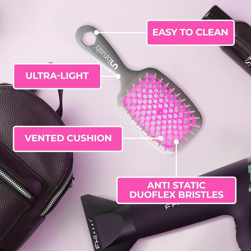 FHI Heat Detangling Brush - Pain-Free Brushing for Wet & Dry Hair | Durable DuoFlex Anti-Static Bristles, Lightweight Handle