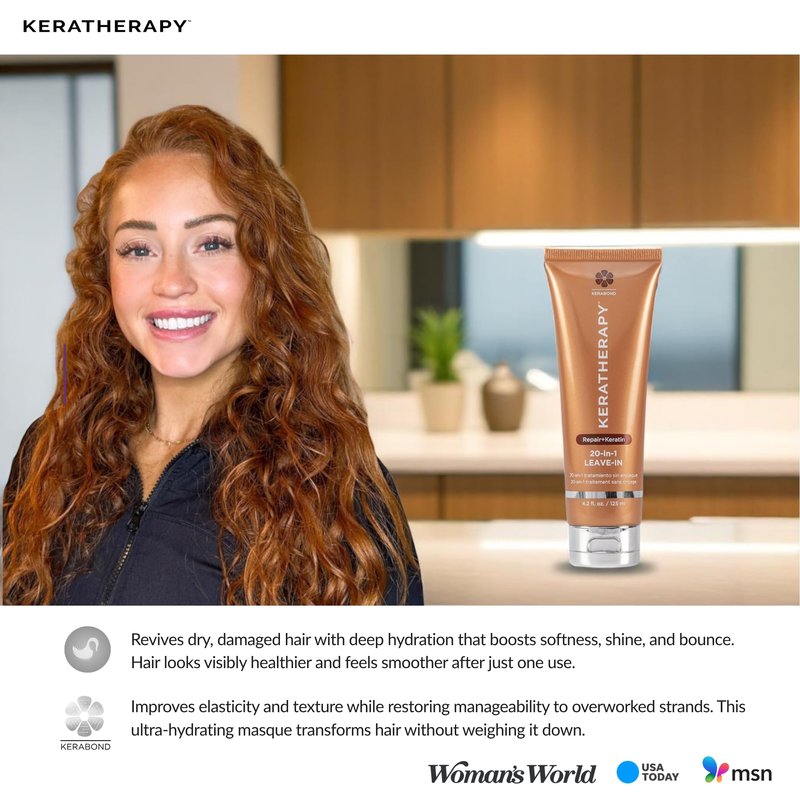 KERATHERAPY Keratin Infused KeratinFIXX 20-in-1 Leave-in, 4.2 fl. oz., 125 ml - Smoothing Leave in Conditioner Transforms Your Hair with 20 Benefits in 1 Easy Step - With Caviar Extract, & Argan Oil