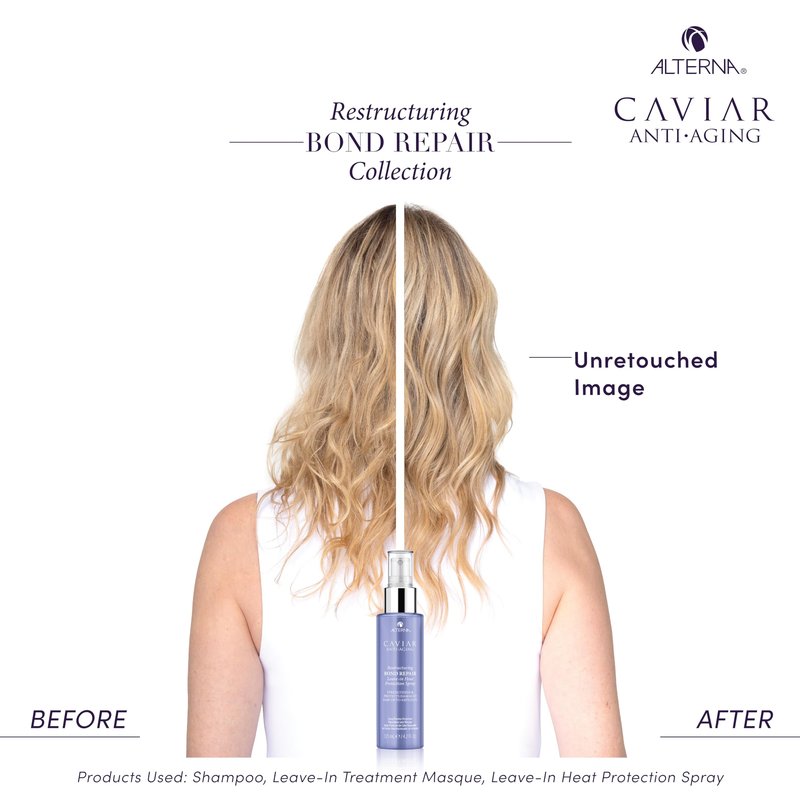 Alterna Haircare CAVIAR Anti-Aging Restructuring Bond Repair Leave-in Heat Protection Spray 4.2 Fl Oz | Strengthens and Protects Damaged Hair