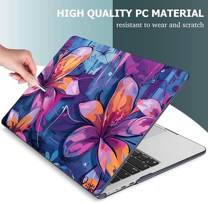 Mektron for 2026 MacBook Air 13-inch M5 Laptop Case A3449 with 13.6-inch Liquid Retina Display Fits 2025 A3240 M4 2024 A3113 M3 2023 A2681 M2 Printed Hard Shell for MacBook Air 13.6", Graffiti Flower