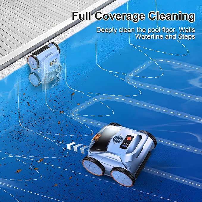 (2025 New) Robotic Pool Vacuum, Robotic Pool Cleaner for Inground Pools, Pool Robot with Smart Navigation, Floor/Wall/Waterline Cleaning, 180 Mins Runtime for Pool Up to 2100 Sq.ft