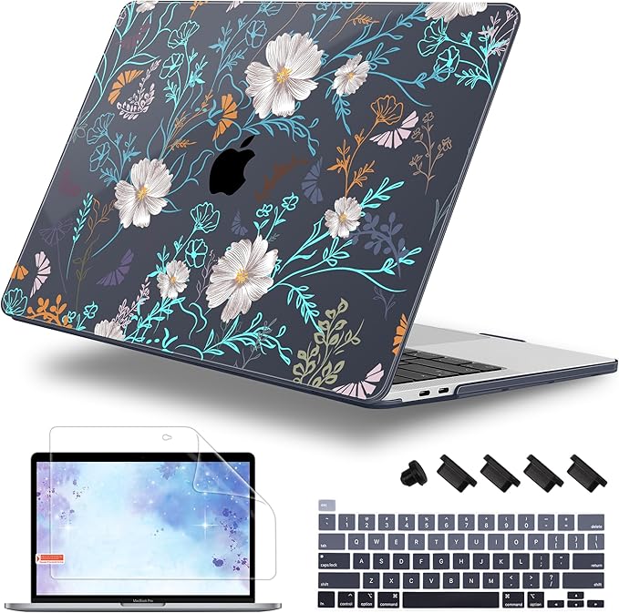 Lepeoac Case for MacBook Pro 13 inch Case M2 2022-2016 A2338 M1 A2251 A2289 A2159 A1989 A1708 A1706, Plastic Hard Shell + Keyboard Cover + Dust Plug, Rustic Flowers