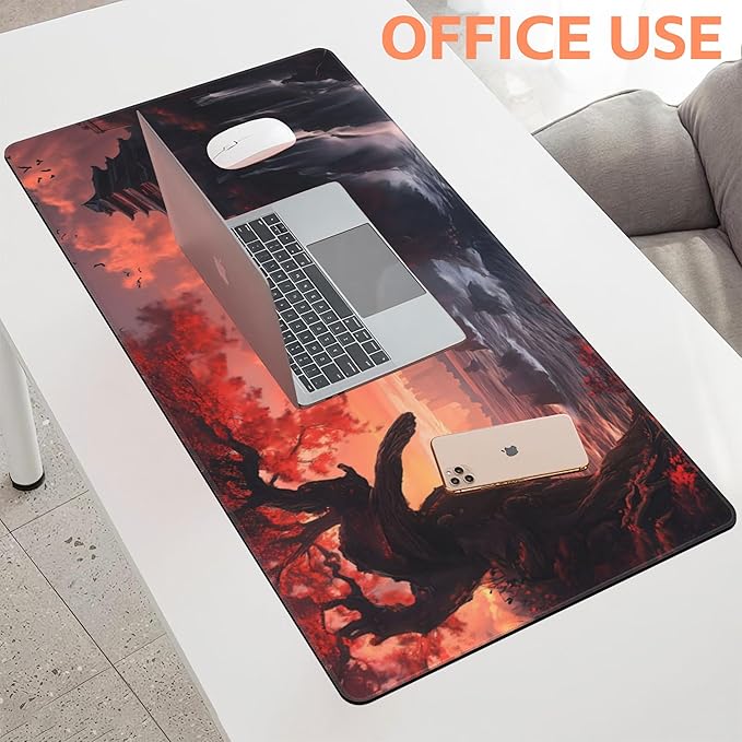 NIYLYNSYN Mouse Pad Large Fantasy Landscape Non-Slip Gaming Desk Mat with Stitched Edge Laptop Keyboard Desk Pad for Work Home Gaming (35.4 x 15.7 Inches)