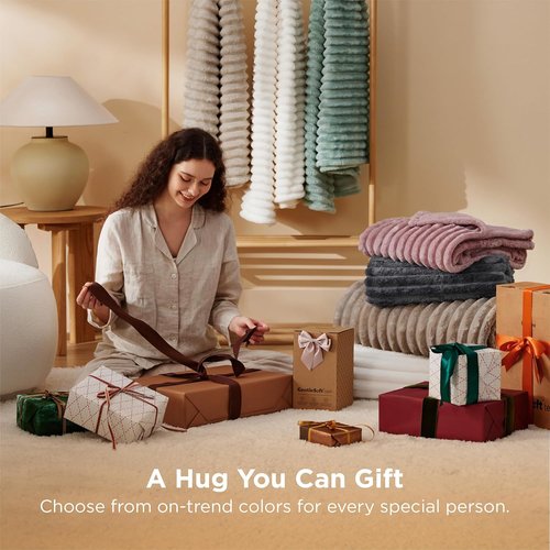 Bedsure GentleSoft Throw Blanket - Cozy Beige Fleece Blanket for Couch | 50x70 Inches