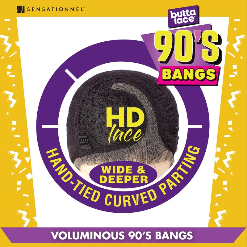 Sensationnel Butta Lace 90Sbangs Wigs - Unit 906 Glueless Wide Deep Part Synthetic Preplucked Hairline (LIGHTASHBROWN)