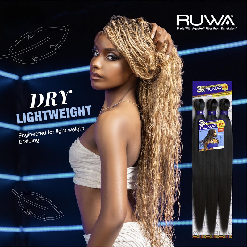 Sensationnel Ruwa prestretched braiding hair - 3x 48 inch water repellent kanekalon fast dry synthetic sports itch free (5 pack, 27 HONEYBLONDE)