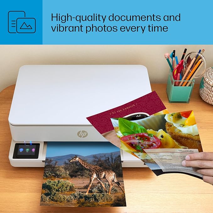 HP Envy 6155e Wireless All-in-One Color Inkjet Printer, Portobello, Print, scan, copy, Duplex printing Best-for-home, 3 month Instant Ink trial included, AI-enabled (714L5A)