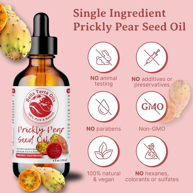 Prickly Pear Seed Oil - 8 oz Cactus Extract for Radiant Skin | Rich in Vitamin B & Zinc