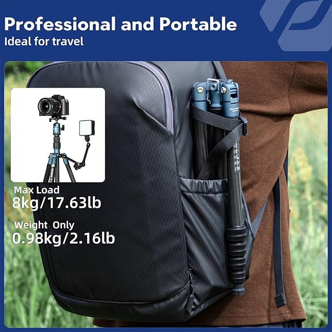 Fotopro Carbon Fiber Camera Tripod, 62" Super Lightweight Compact Travel Tripod with 360 Degree Ball Head for DSLR, Detachable Monopod,Arca-Swiss QR Plate, Load up to 8KG/17.63lbs, Weighs only 2lb