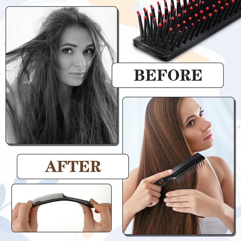Hair Brush and Comb Set - 144 Pack Individually Wrapped Detangling Brushes for Curly Hair | Ideal for Shelters, Nursing Homes, and Charities - Black