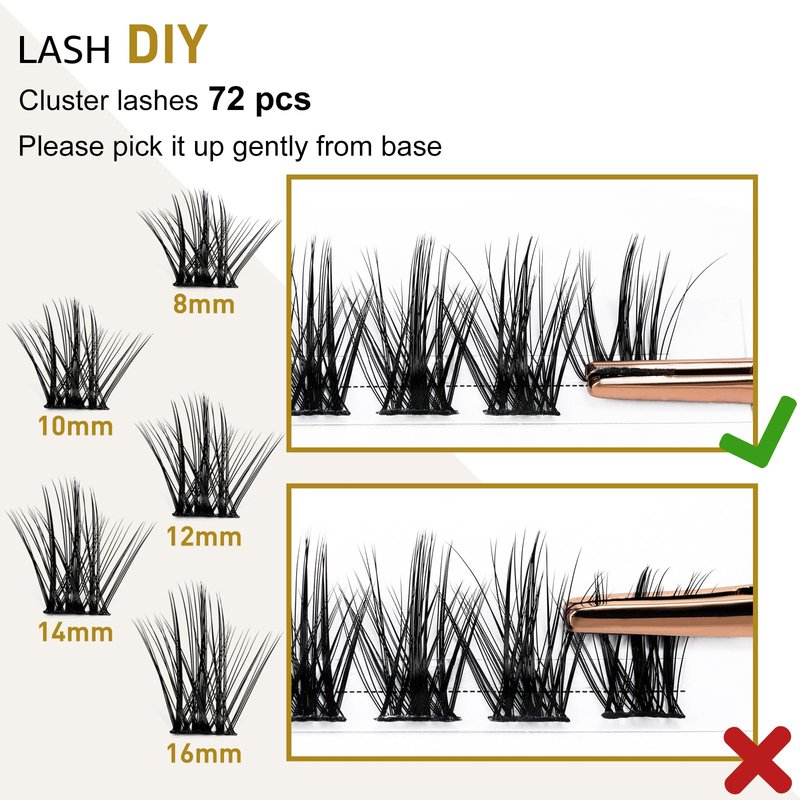 DIY Lash Extension Kit 280pcs Individual Lashes Cluster D Curl Eyelash Extension Kit Lash Clusters with Lash Bond and Seal and Lash Applicator Tool for Self Application (KIT,40D+50D-0.07C-9-16MIX)