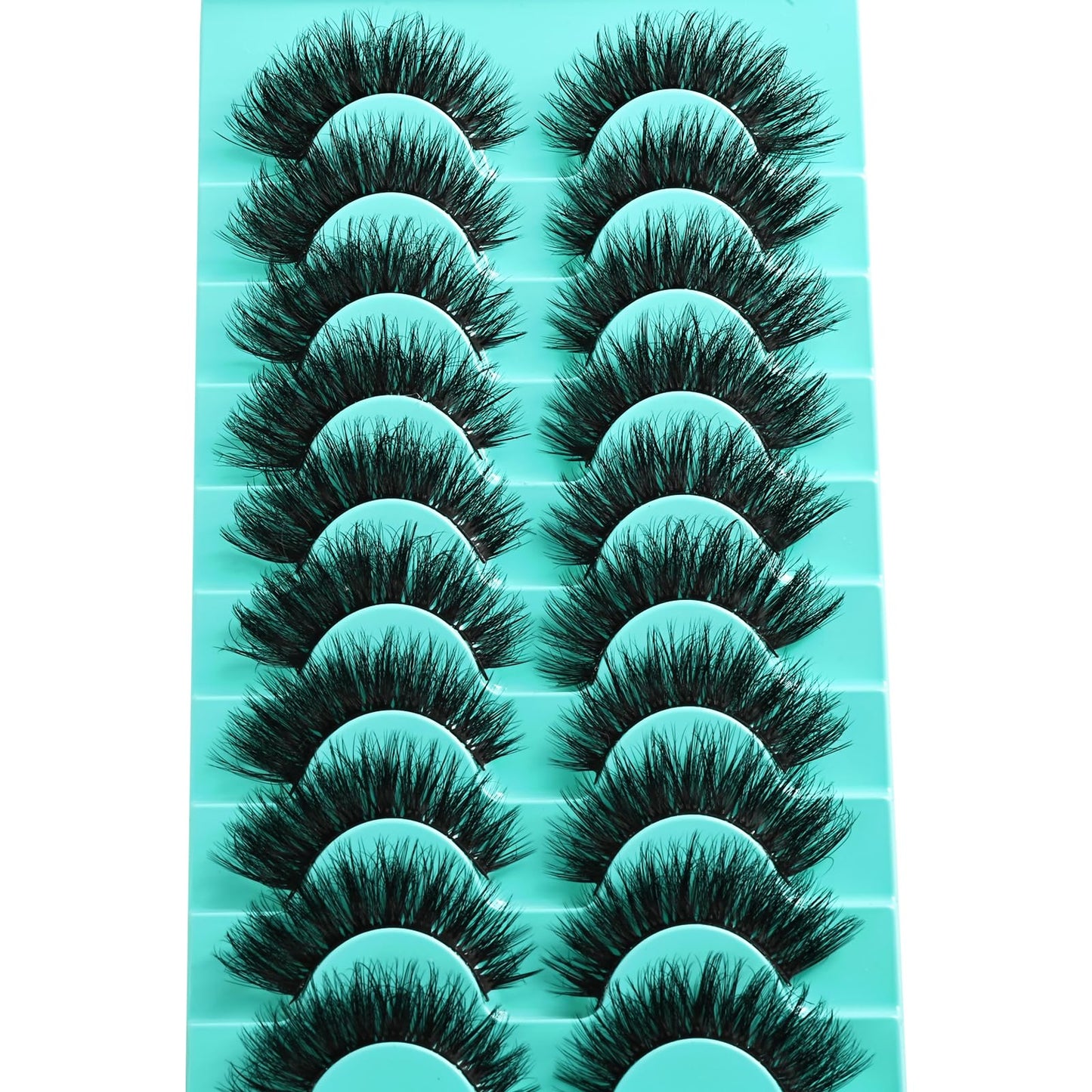 APCYUST Lashes Volume Mink Eyelashes 10 Pairs Natural Cateye Lash Strips Wispy Cat Eye Lashes Natural Look Short Thick Fluffy False Strip Eyelash Full Fake Lash Pack Black Pestañas Postizas for Women